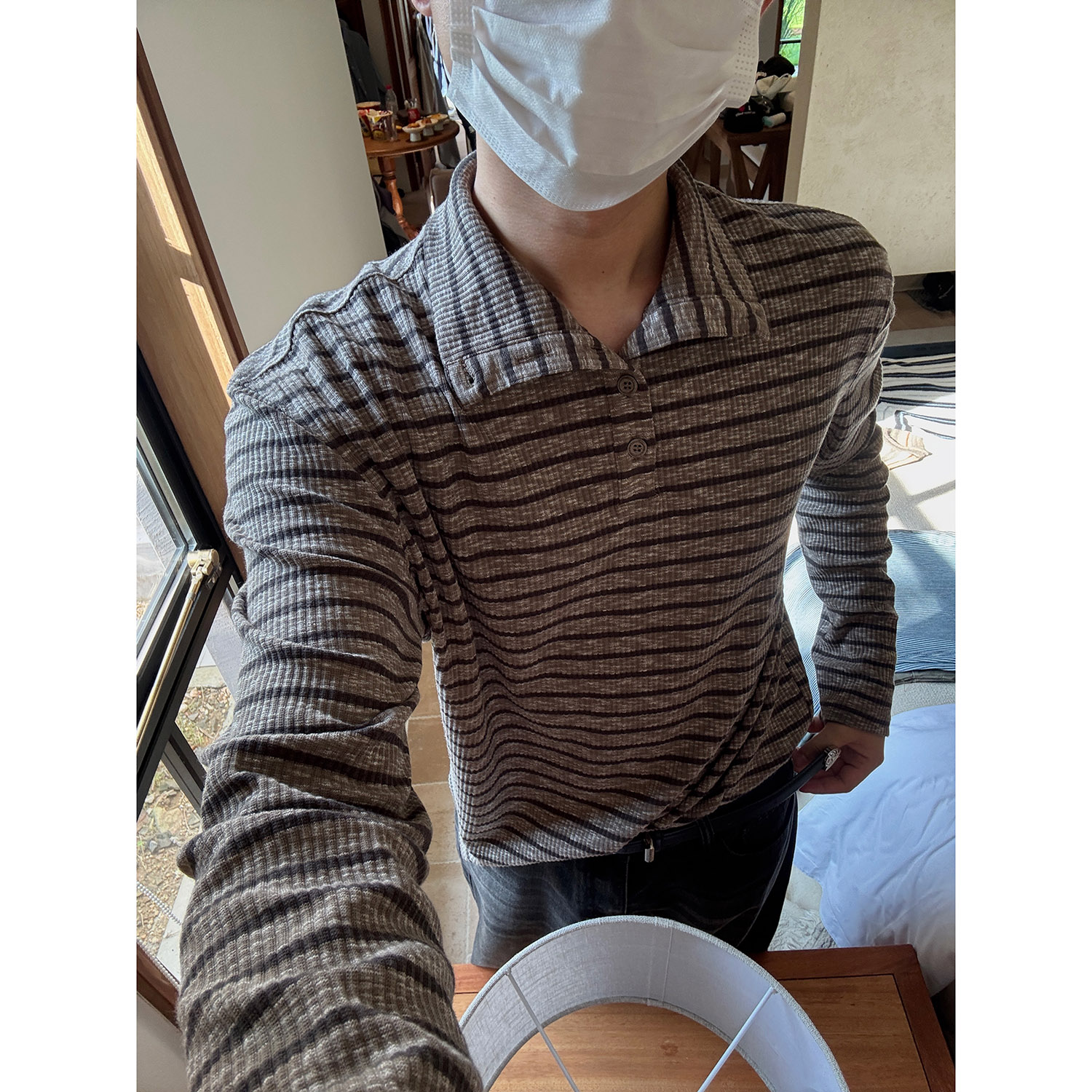 19studio WAYNEPRINCE美式复古条纹翻领针织衫情侣休闲百搭打底衫