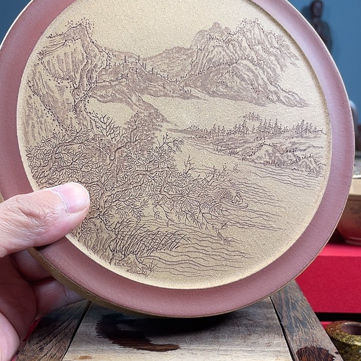 紫砂茶杯山水干泡