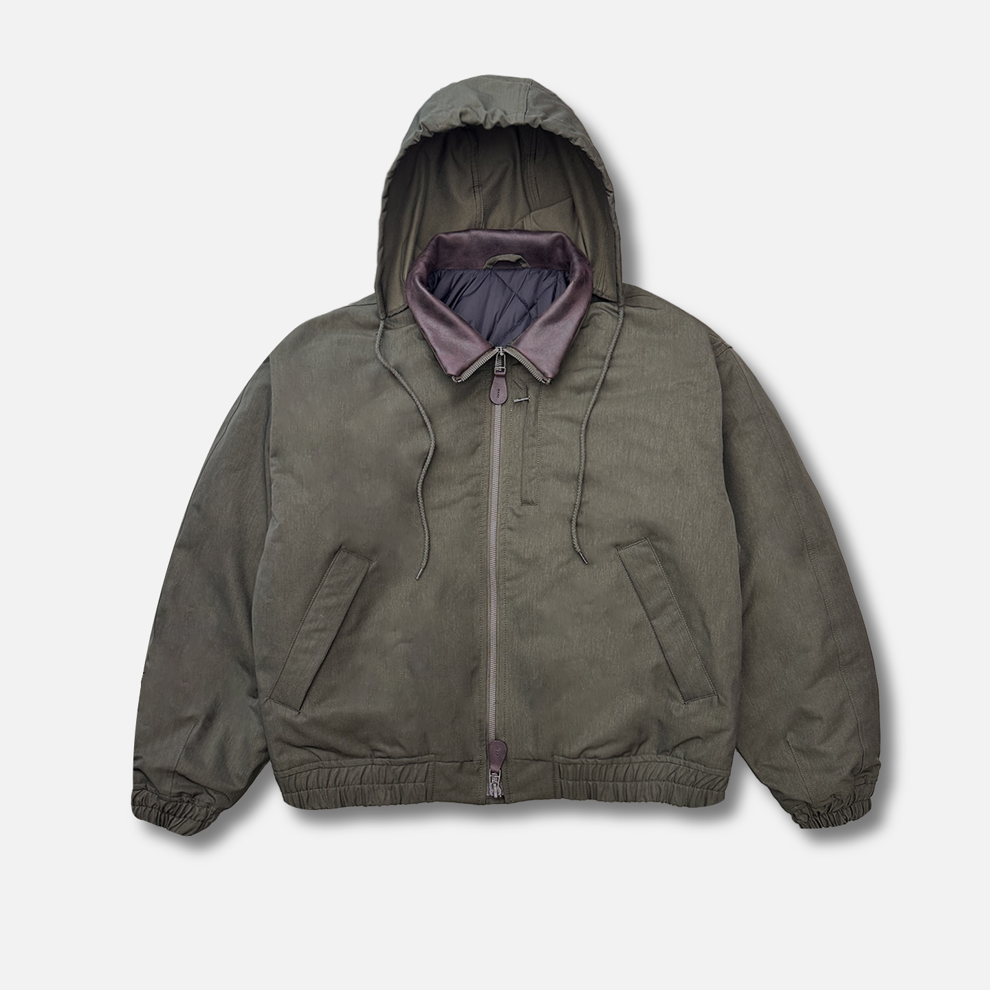 ATHIRI x GWDS联名系列 美式皮领工装宽松棉服夹克 