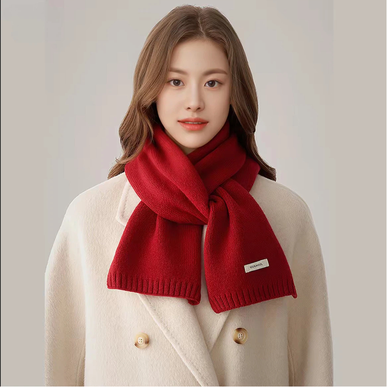 澳洲羊毛围巾冬季新款保暖百搭高档针织围脖纯色韩版2025纯色法式