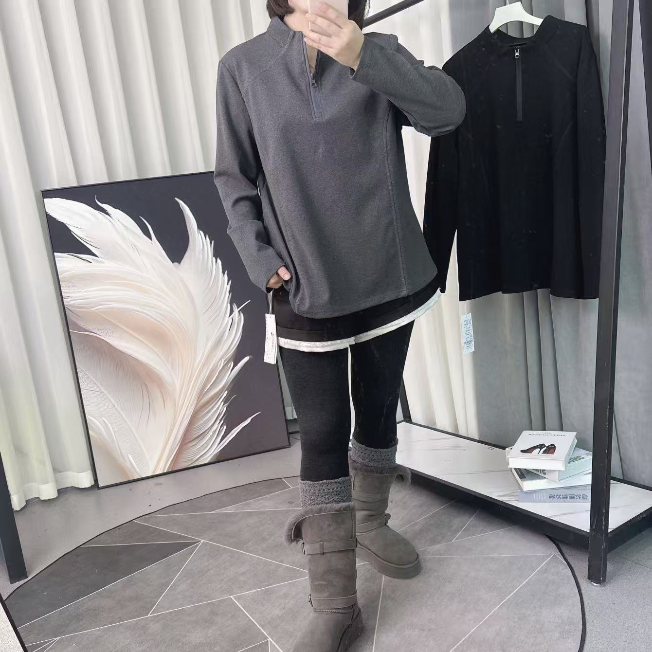 【女权贵族】26春季新款女士纯色拉链套头长袖卫衣-1569