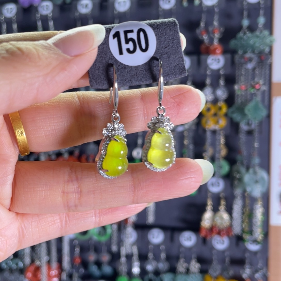 银S925镶嵌翡翠耳饰150