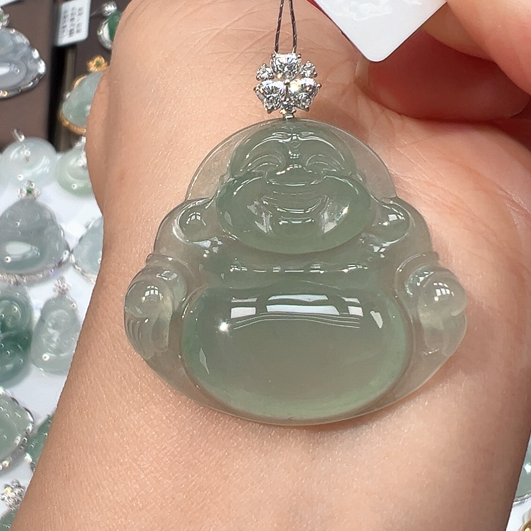 翡翠18K金镶嵌吊坠(不含链)1625