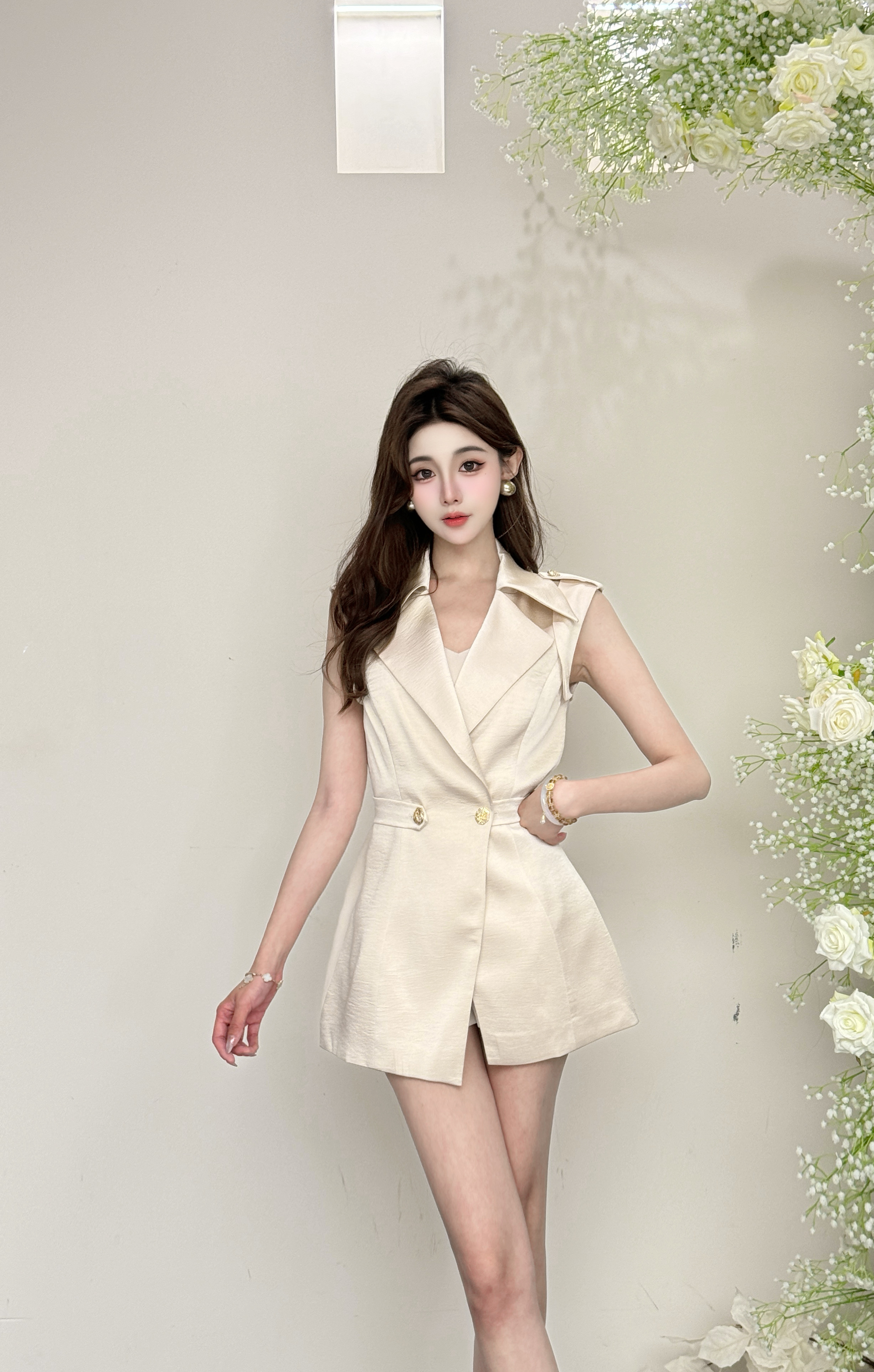 【kiki专属】夏季时尚短款气质显瘦无袖高腰收腰百搭修身套装25528