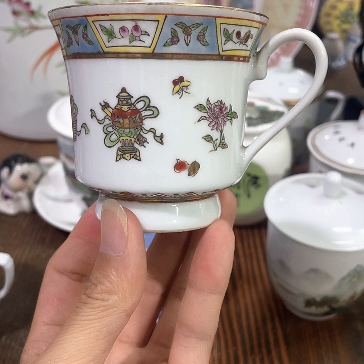 景彩小耳杯全品新光瓷厂