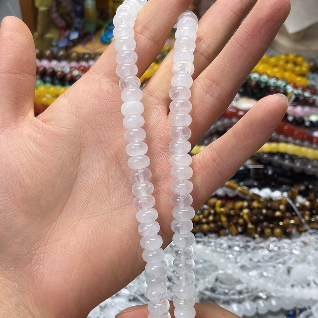 玛瑙/玉髓未镶嵌珠宝半成品卡10白水算盘珠一条