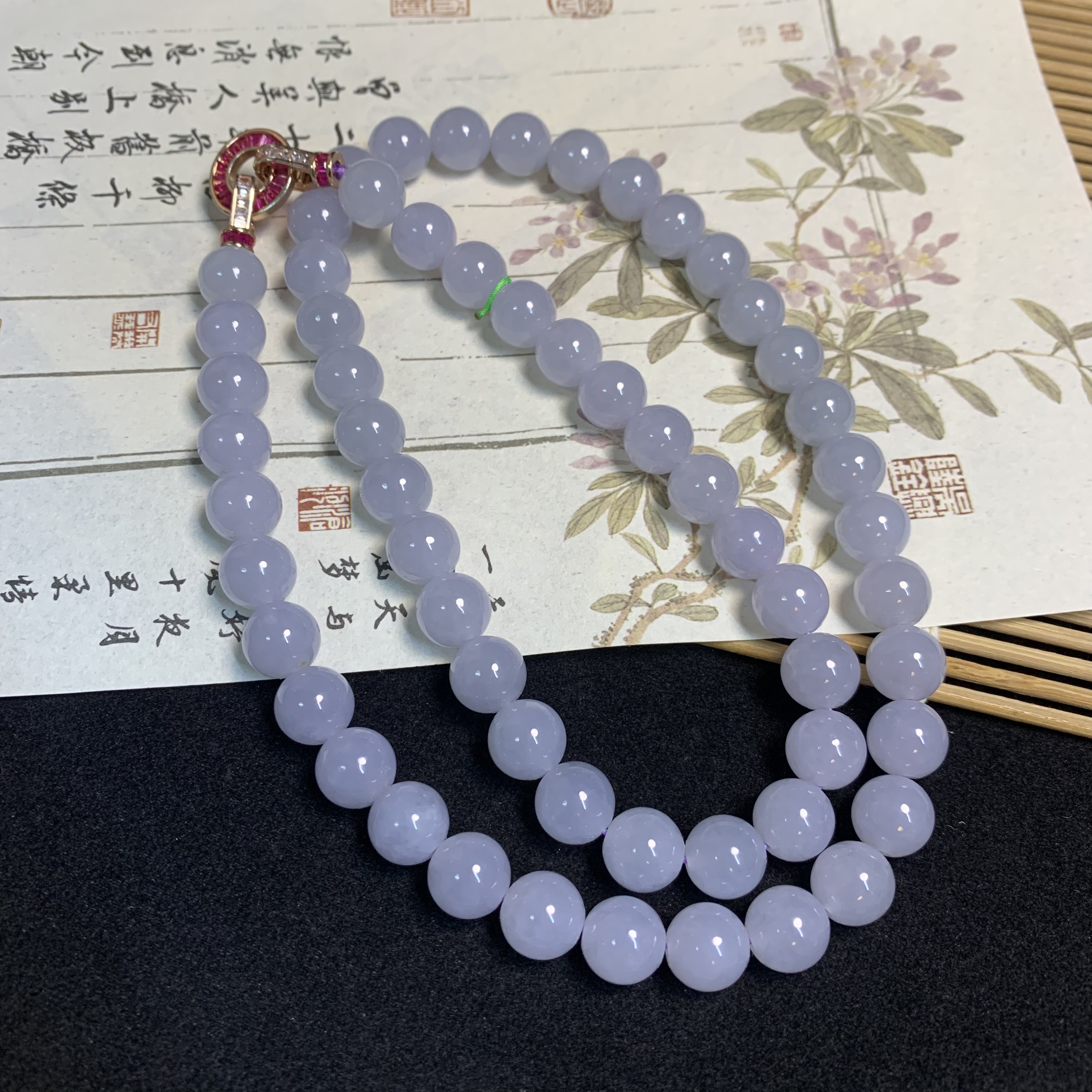  【琪宝臻选】胶润紫项链 卡10mm 天然缅甸翡翠A货 95折