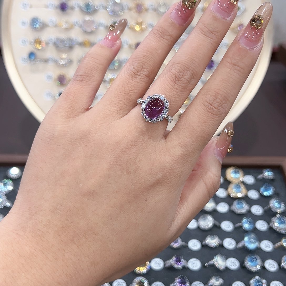 蛇纹石玉戒指银S925镶嵌