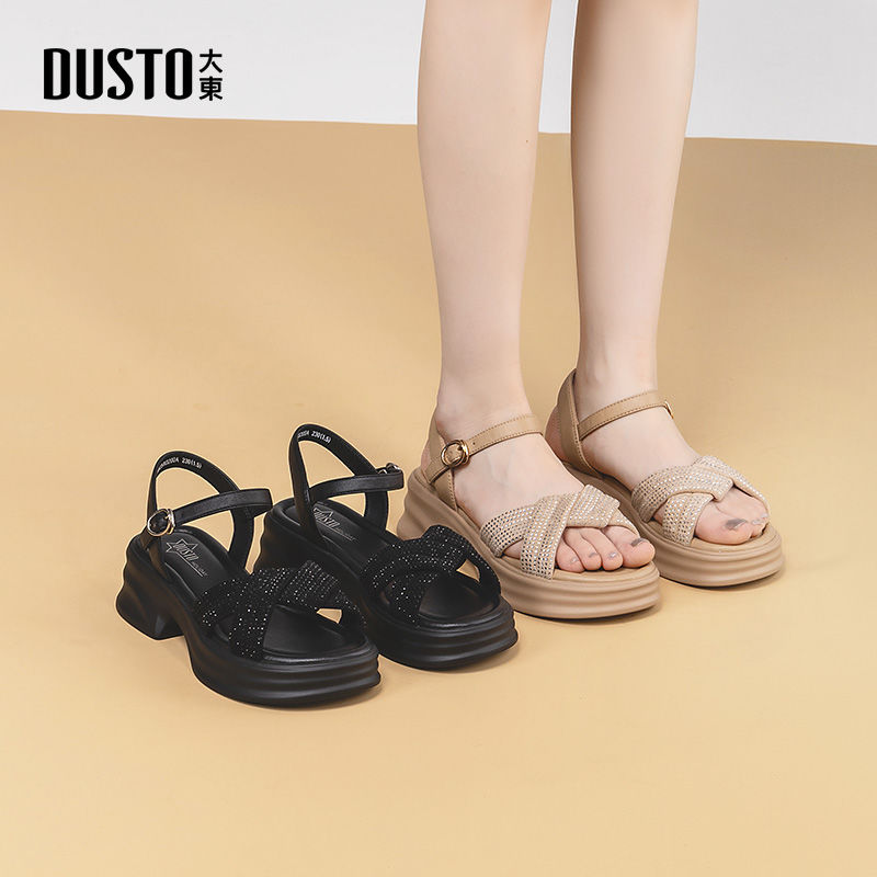 大东2025夏季新款厚底增高显瘦运动凉鞋女款繁星百搭外穿鞋子0200