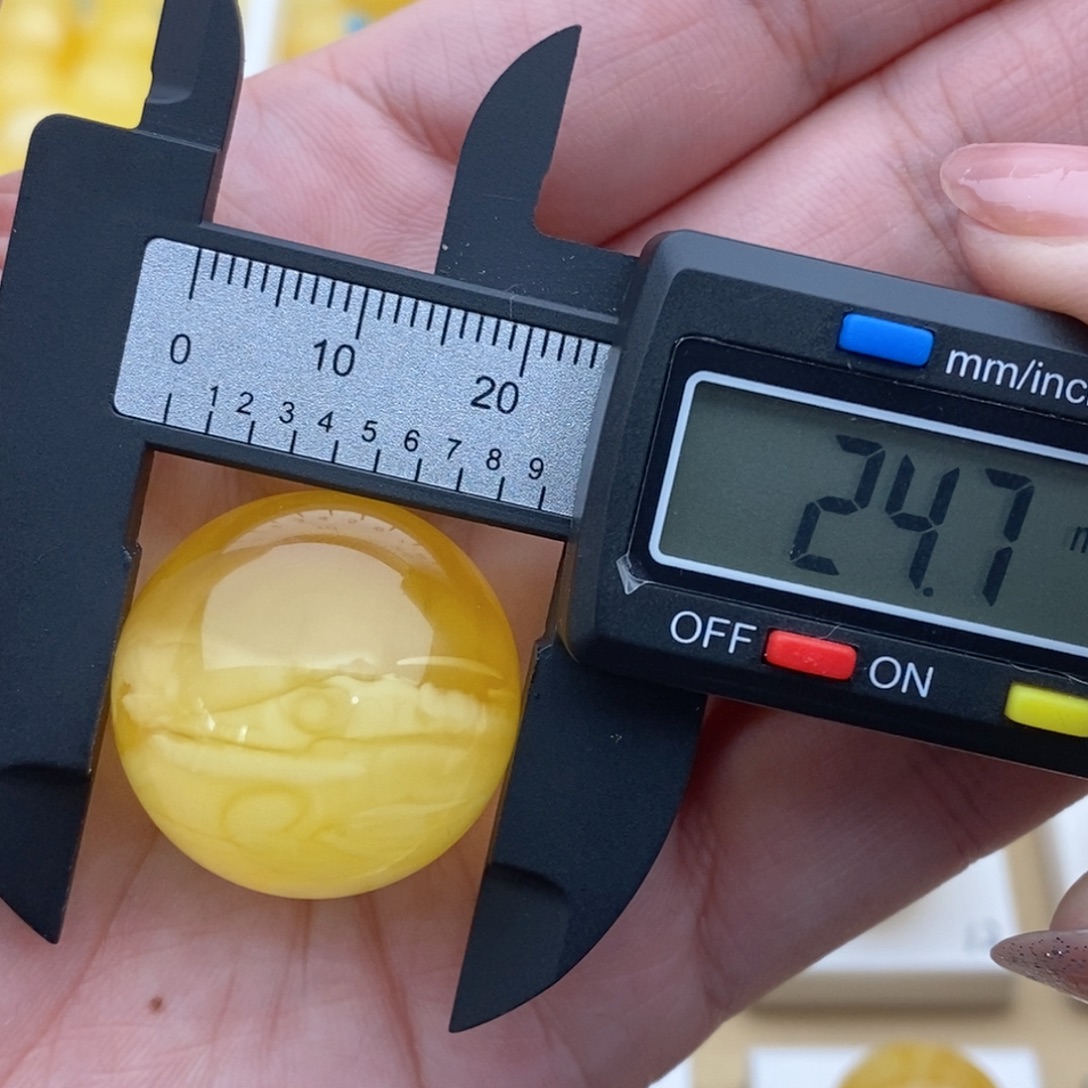 裸石蜜蜡未镶嵌半山水金橘妖花珠子