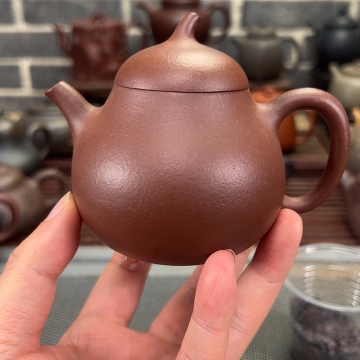 紫砂茶壶紫砂原二号井中槽清茄瓜壶