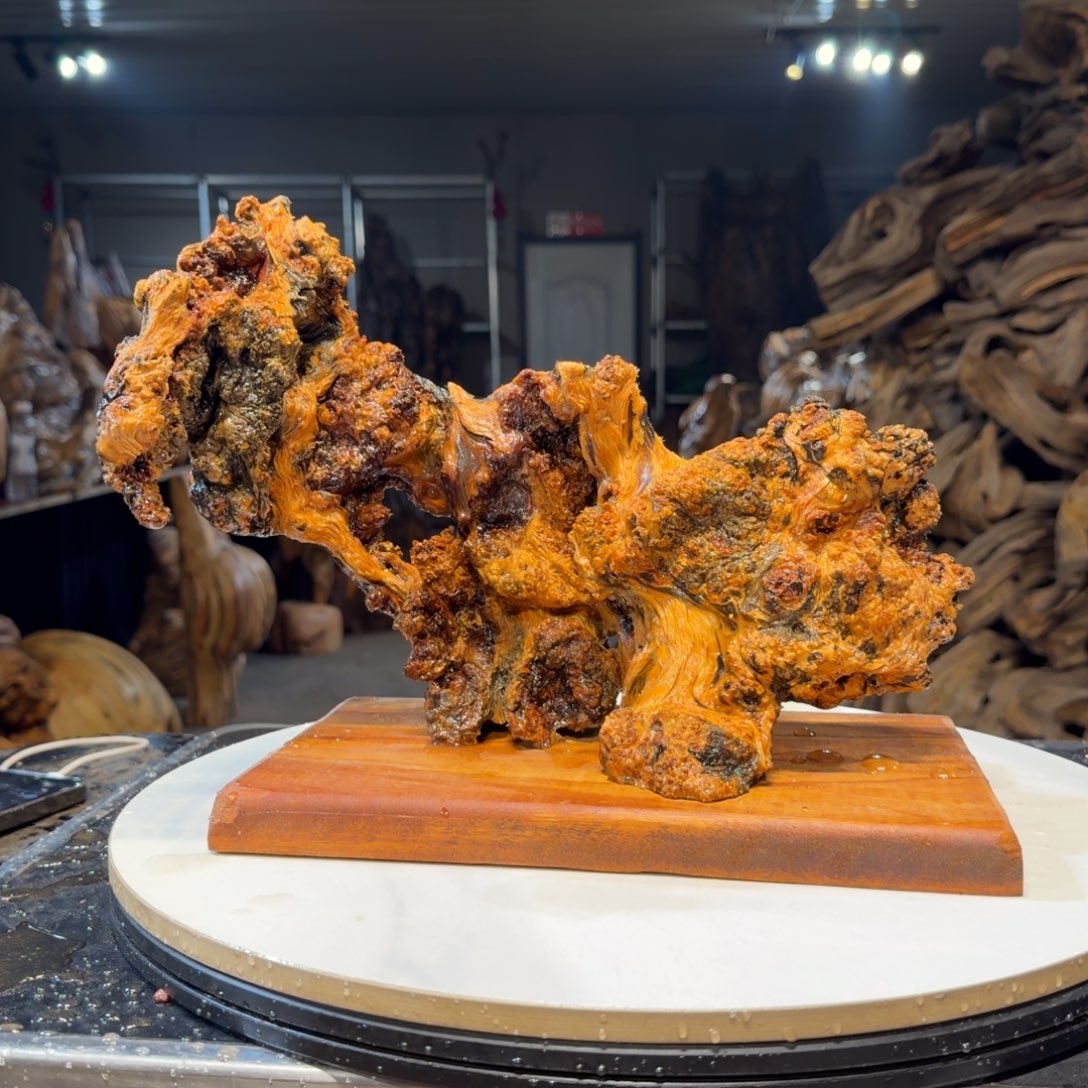 向***行木王一刀琥珀木摆件120