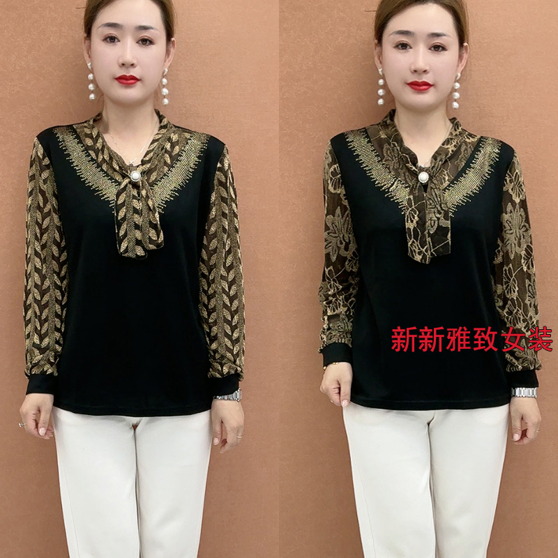 新款大码女装气质妈妈装秋冬季显瘦长袖外套加绒加厚打底衫上衣