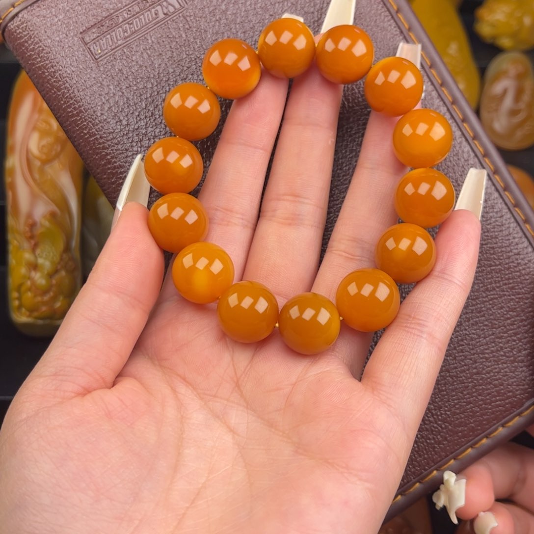 石英质玉黄蜡石手串未镶嵌大*