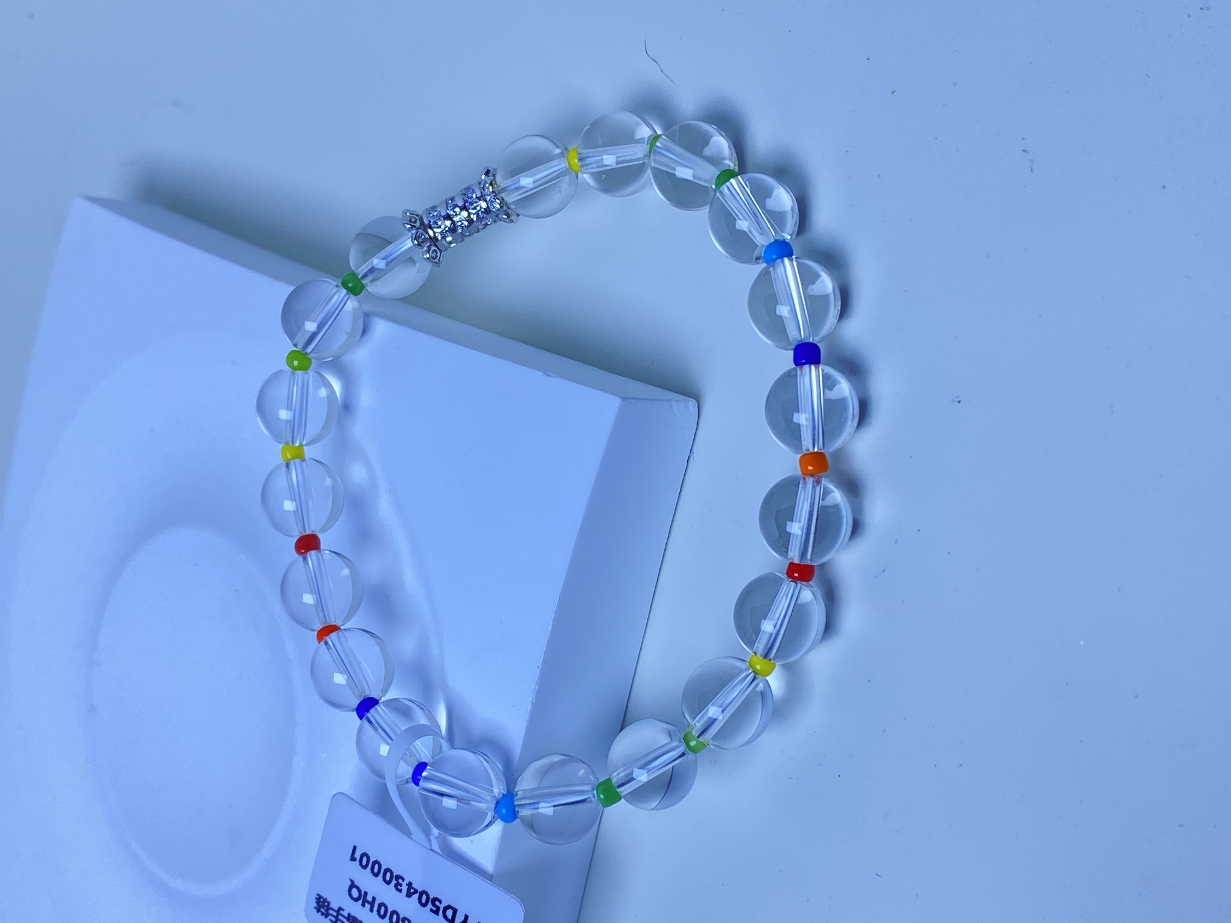 纯天然全净体玻璃种喜马拉雅七彩白水晶手链多样性发其一