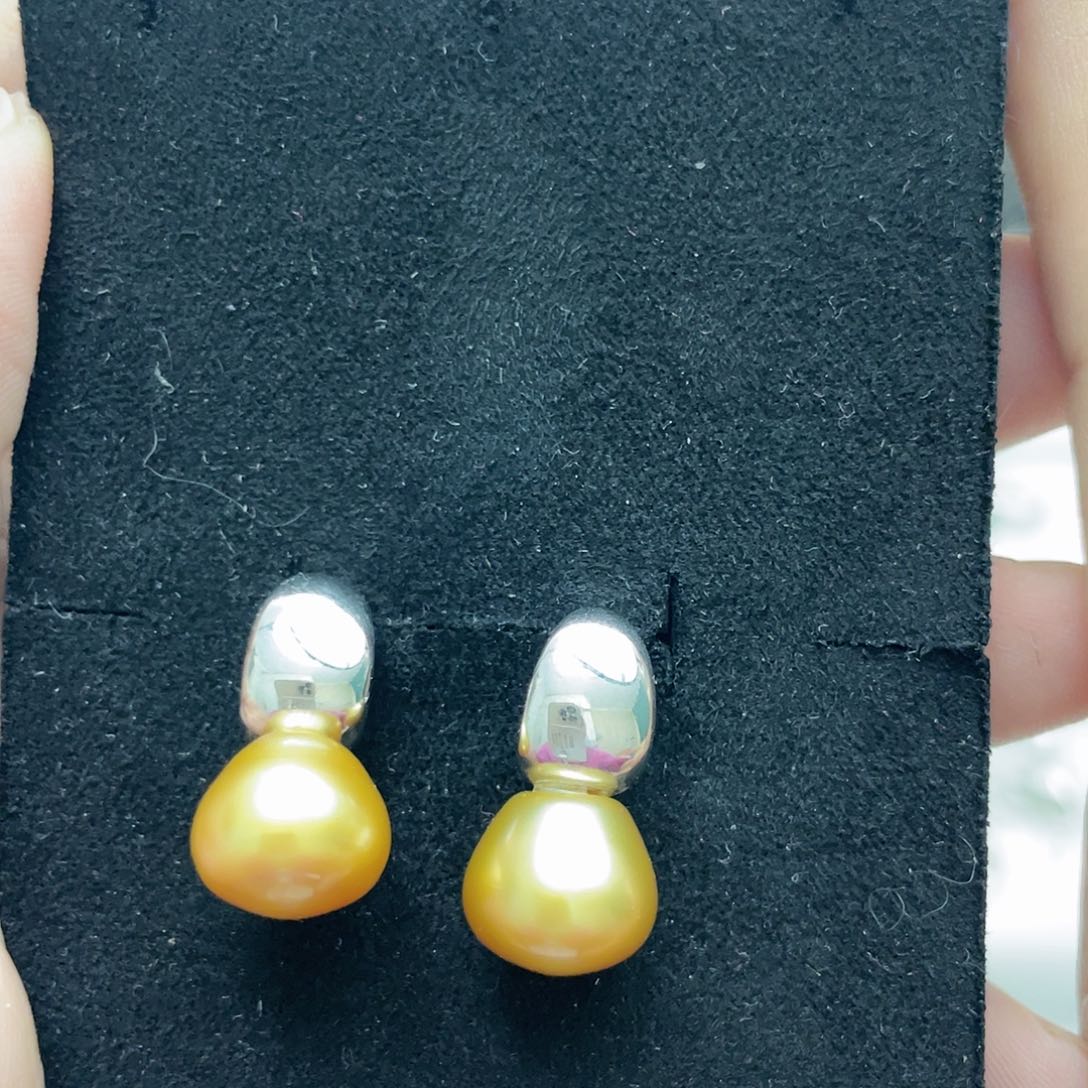 海水珍珠耳饰银S925镶嵌