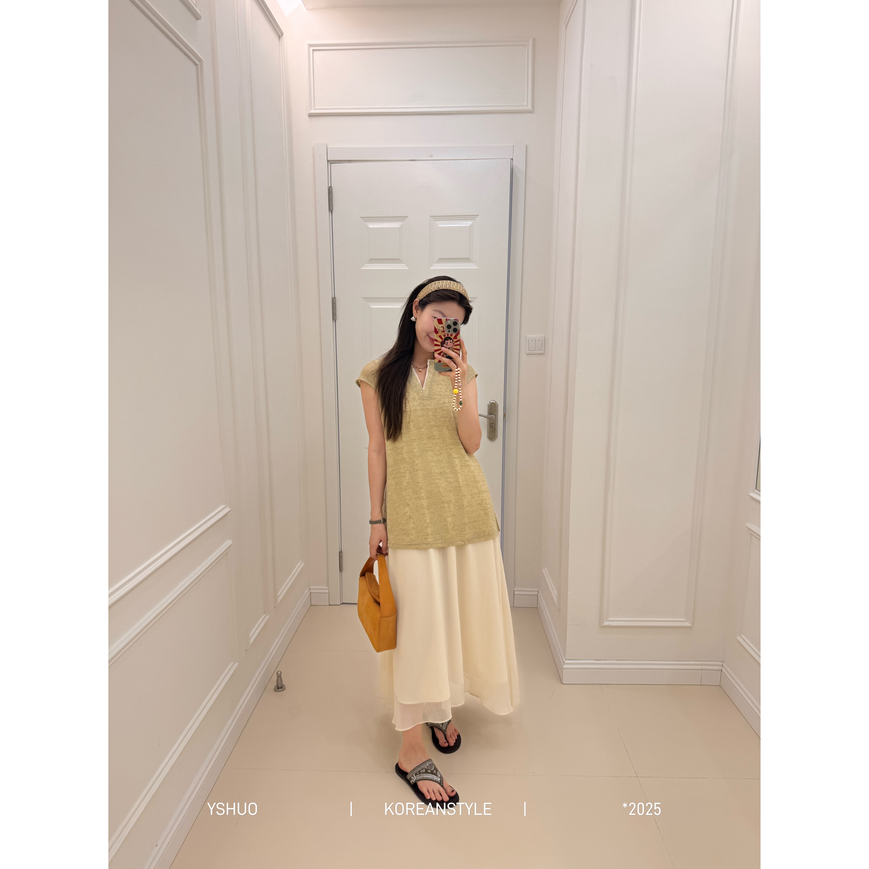 【雾色漫游】V领拼接网纱宽松显瘦假两件连衣裙夏季长裙 6936