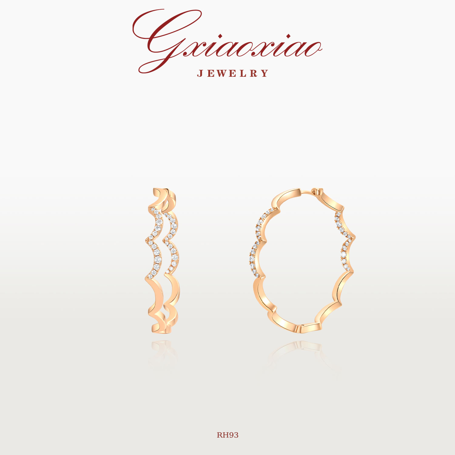 G XIAOXIAO 镀K金【月亮湾】气质时尚简约百搭波浪感耳环 RH93