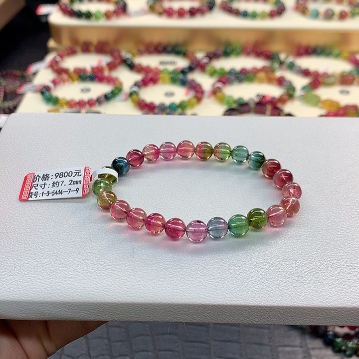 西瓜碧玺手链未镶嵌西瓜手串7.2mm