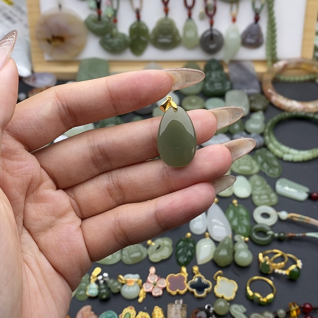 和田玉吊坠(不含链)银S925镶嵌