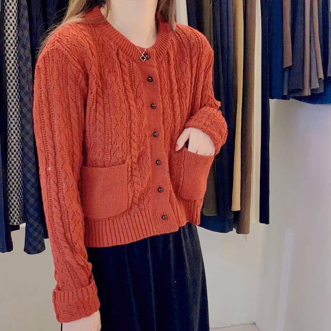 男友风女秋季宽松型V领毛针织衫百搭宽松时尚外搭