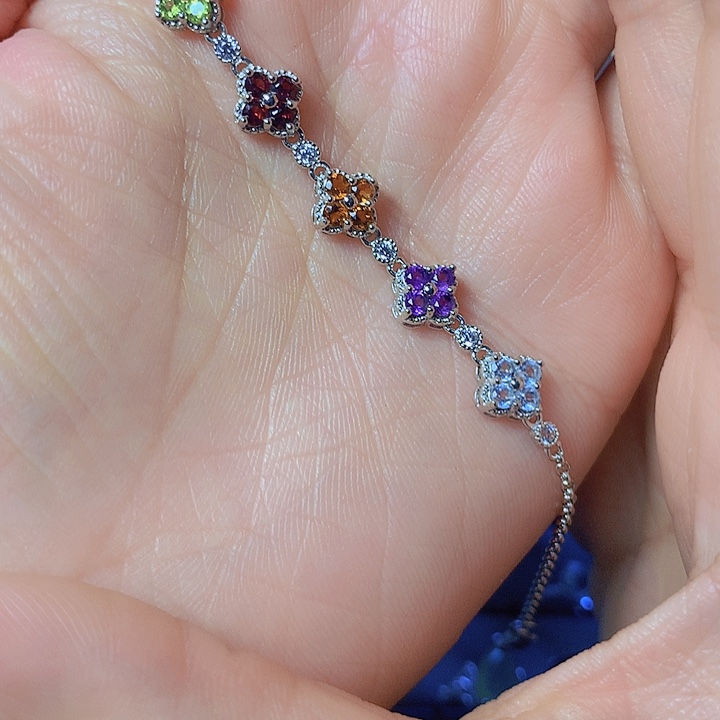 石榴石手链银S925镶嵌一*多宝手链