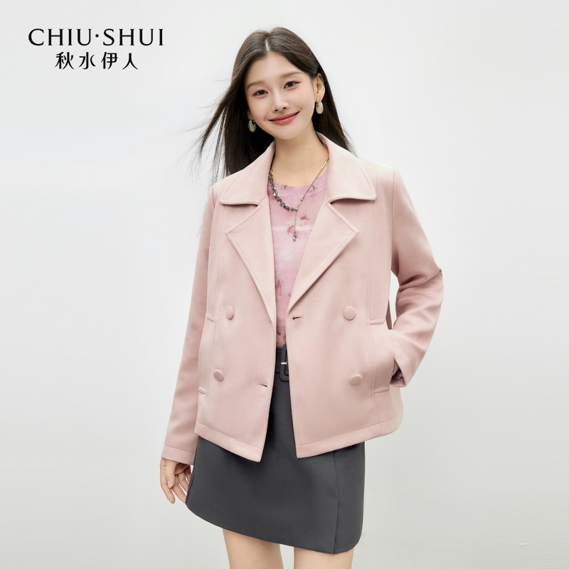秋水伊人时尚优雅上衣2026年春季新款翻领短外套626112C332098