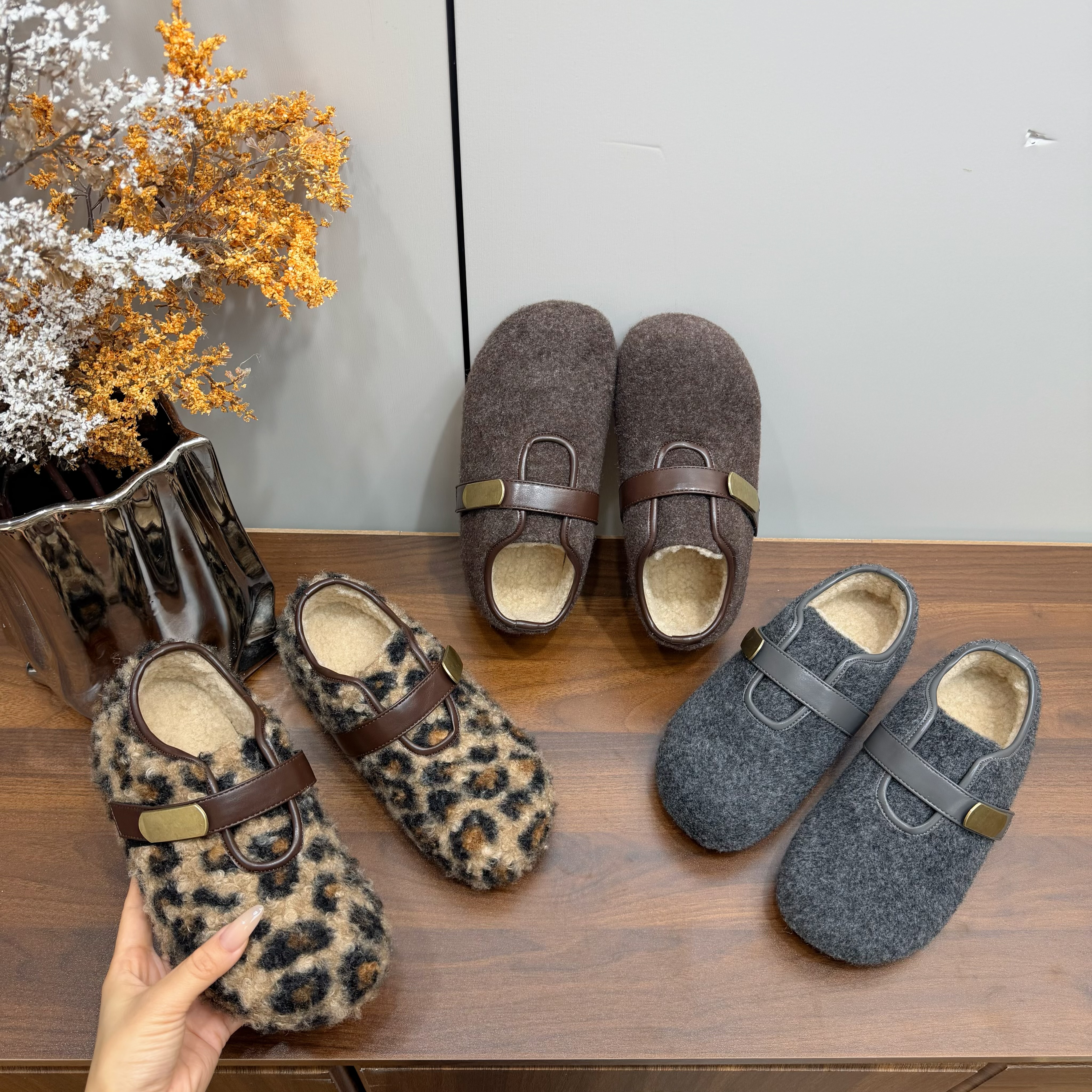 5cm毛呢毛毛鞋女外穿2025年新款冬季加绒棉鞋软底保暖玛丽珍豆豆