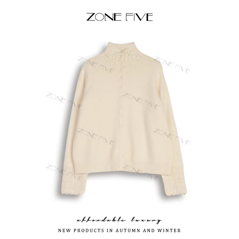 【zonefive】100绵羊毛2025时尚气质百搭针织上衣秋冬长袖打底毛衣