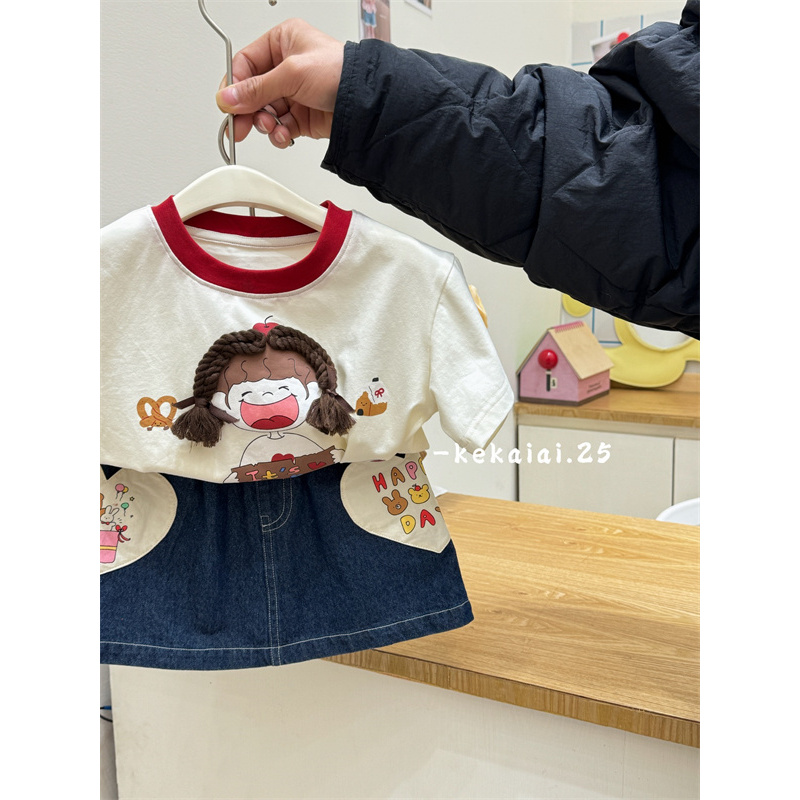 AC255~KKAA·25夏~麻花辫小女孩T恤68310