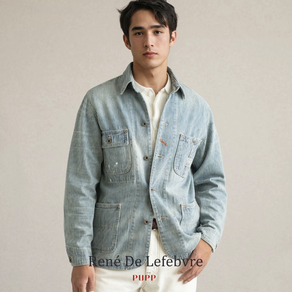 René De Lefebvre【秀款】25秋上海RL大秀同款牛仔条纹男士夹克外套