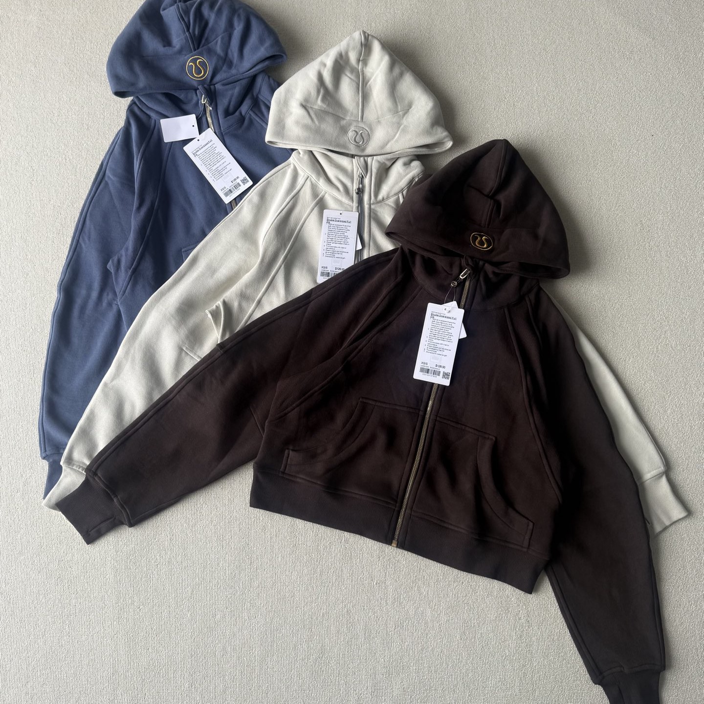 lu女士宽松全拉链连帽卫衣保暖运动瑜伽服外套