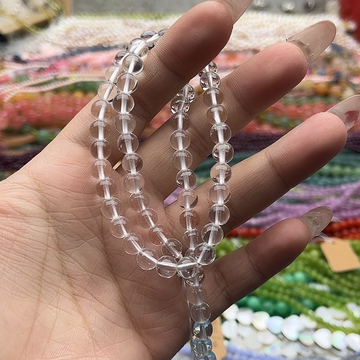 玛瑙/玉髓珠宝半成品未镶嵌一条6.5mm左右白水晶