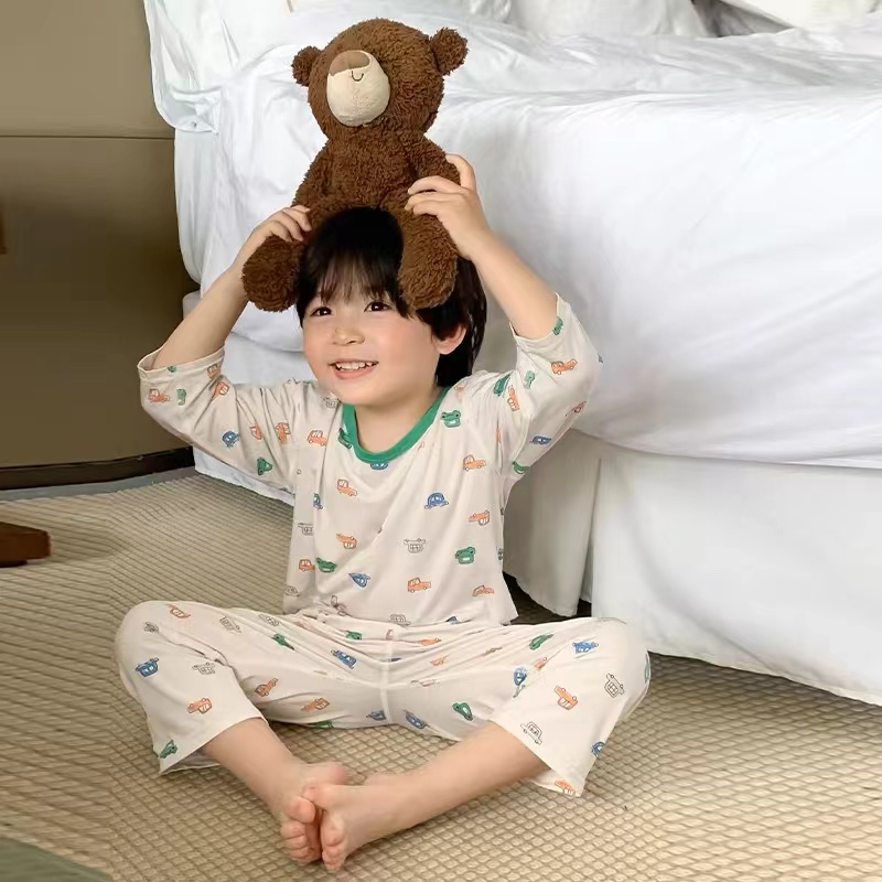 儿童2025夏季新款冰感七分袖套装(不挑图案)B1305