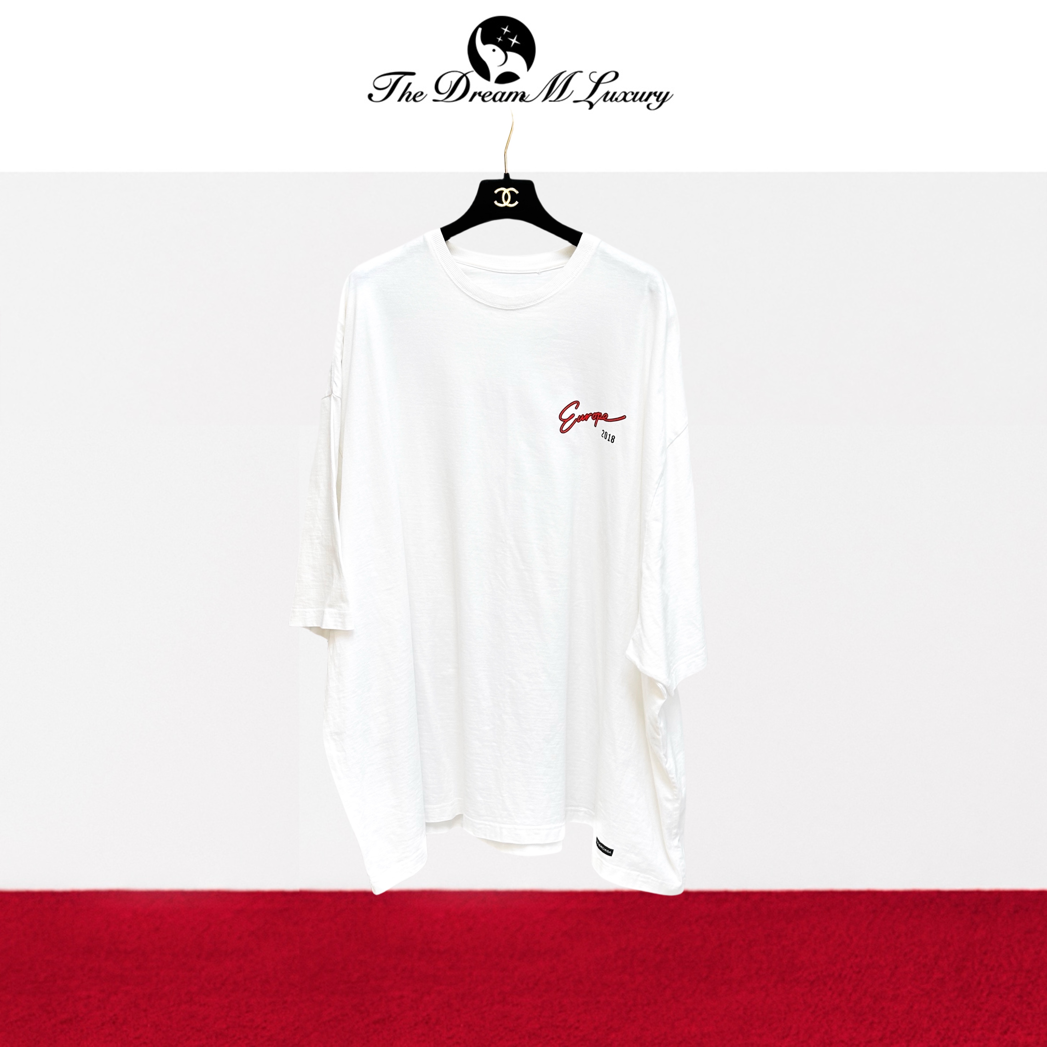 99新 Balenciaga/巴黎世家 XS码 白色拼红色字母 短袖 T恤 