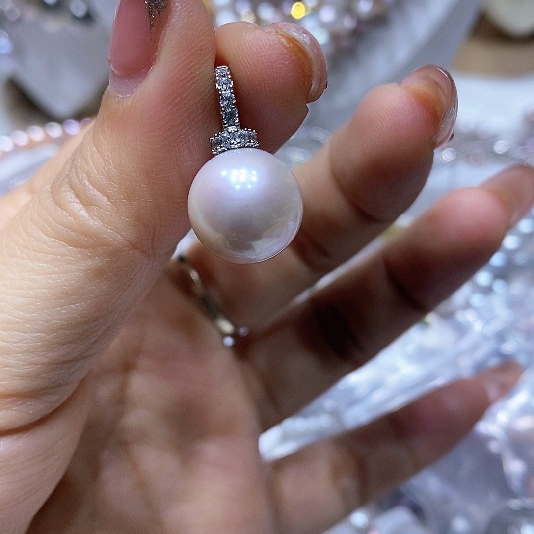 淡水珍珠耳钉银S925镶嵌