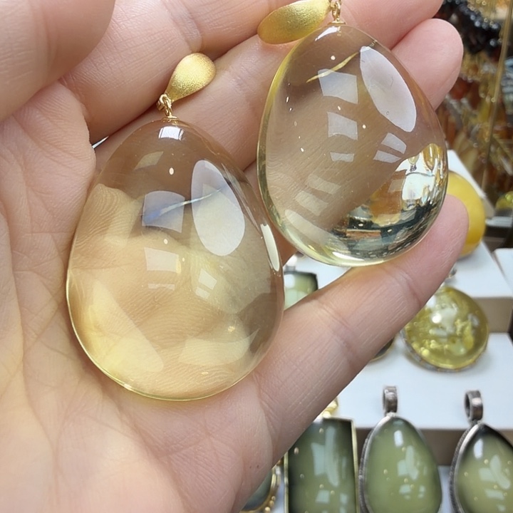 针钠钙石（海纹石）银S925镶嵌颈饰