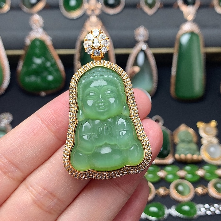 和田玉银S925镶嵌颈饰