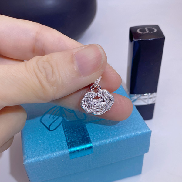 吊坠足银 足银990【AB双面戴莲花锁包】百搭