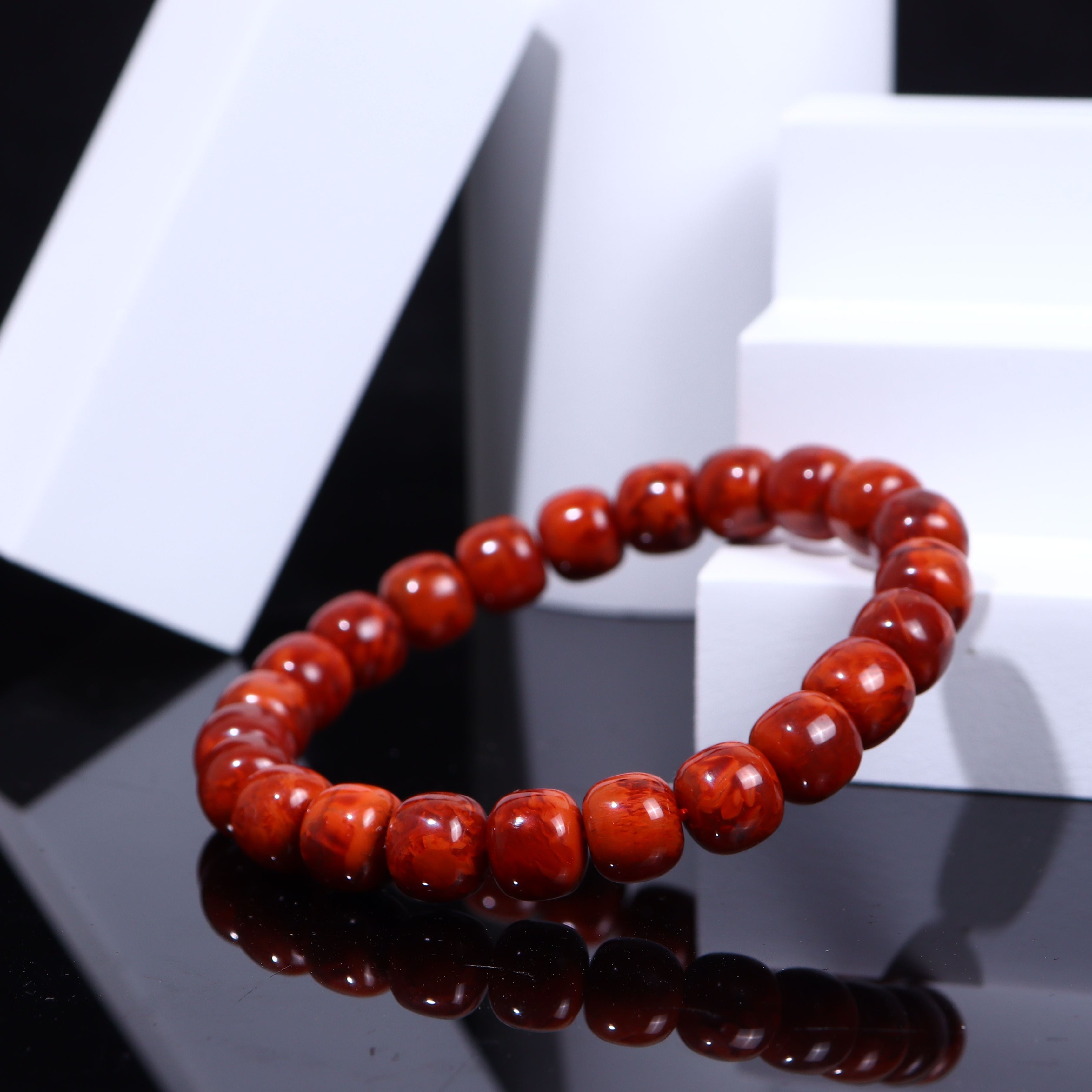 原矿南红火焰纹老型手串8mm（多样性发货，拍一发一）