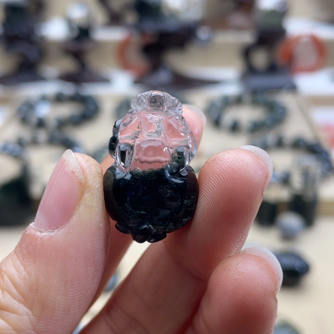 水晶颈饰未镶嵌绿幽灵聚宝盆貔貅