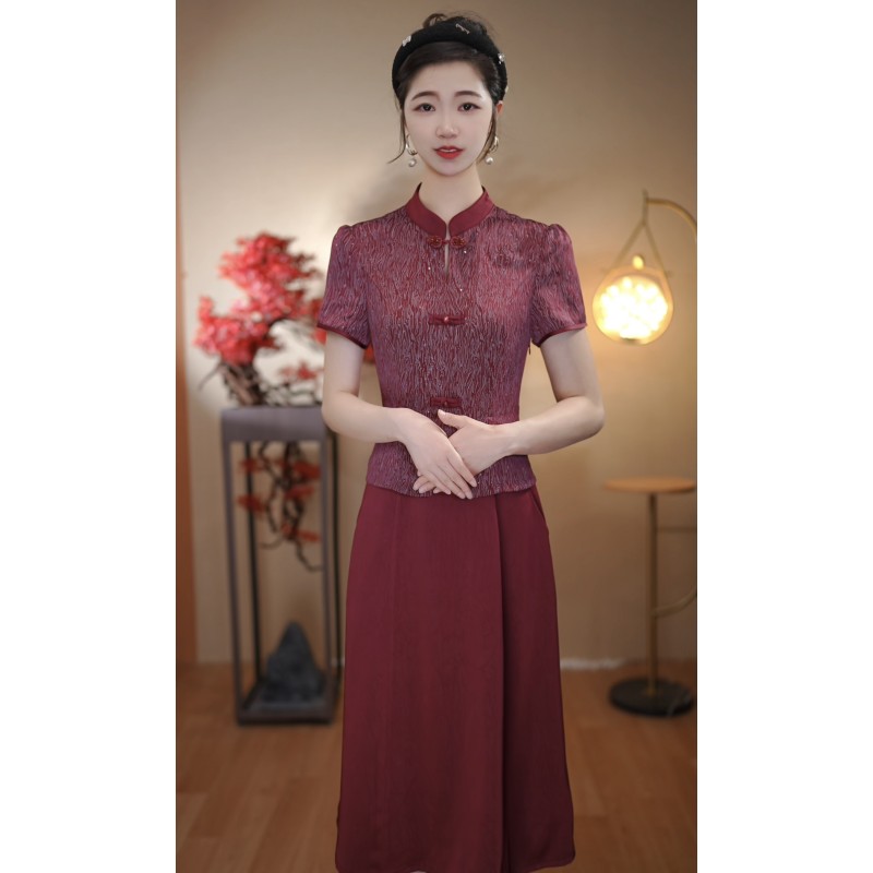 （CS1）2025夏季新款妈妈气质改良旗袍连衣裙