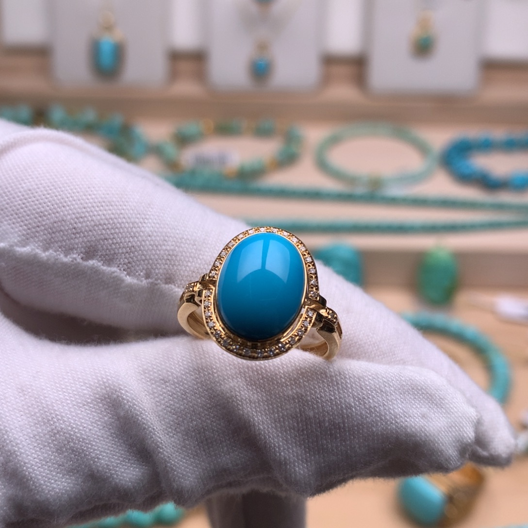 18K金镶嵌绿松石珠宝奇石