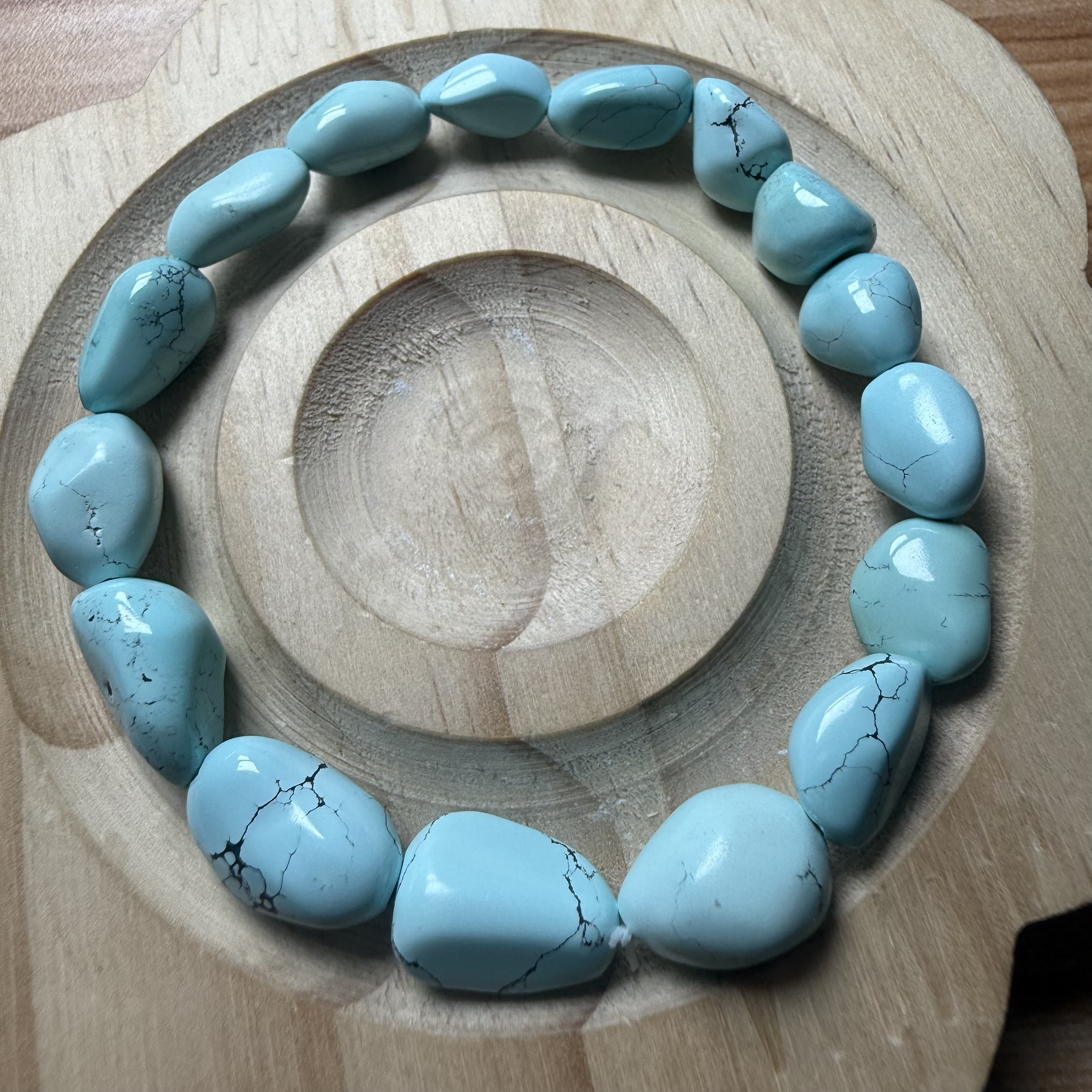 563原矿纯天然无优化高瓷蓝高瓷绿松石随型手串9.3mm左右15.7克