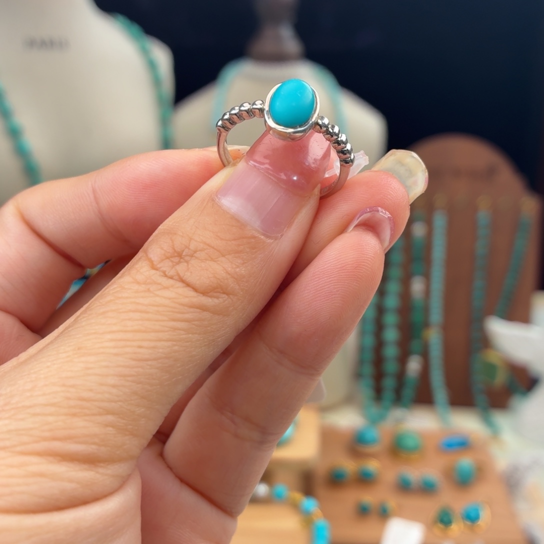 绿松石银S925镶嵌戒指