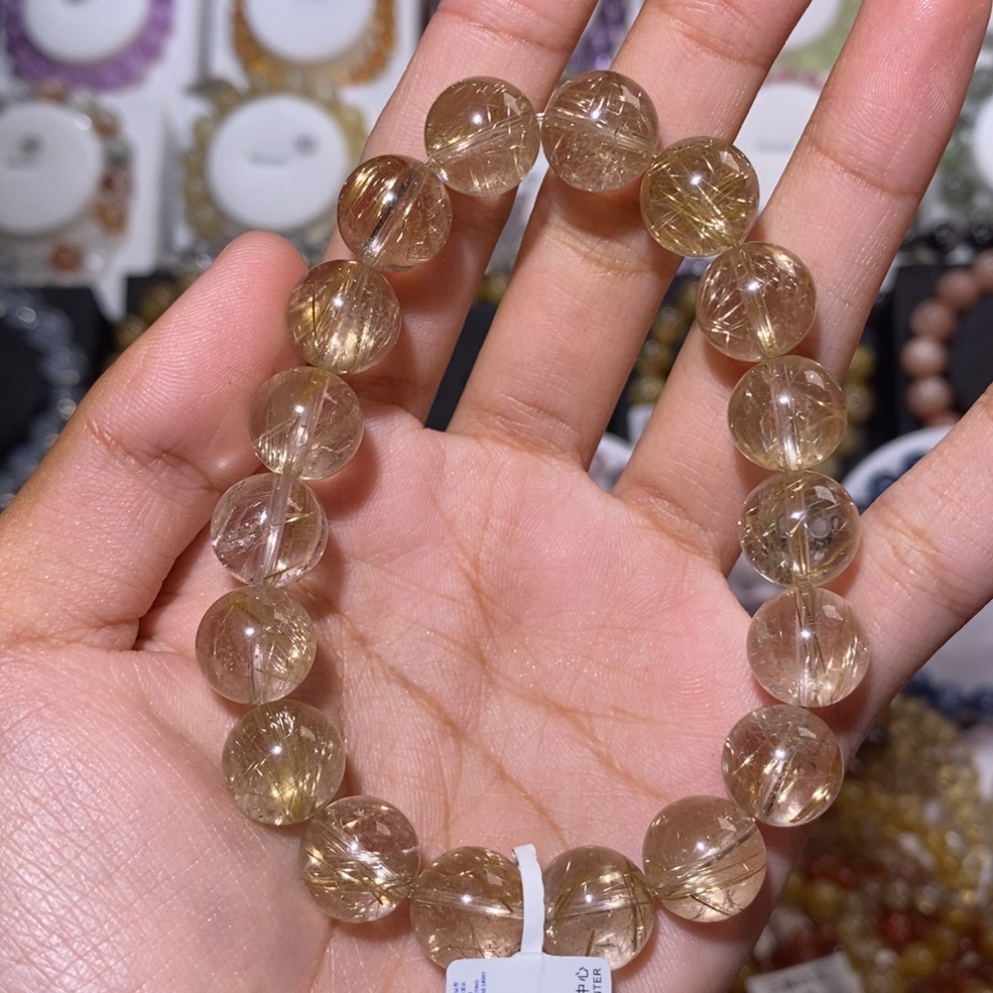【闪购商品】发晶手链未镶嵌逗*金发晶11.6mm