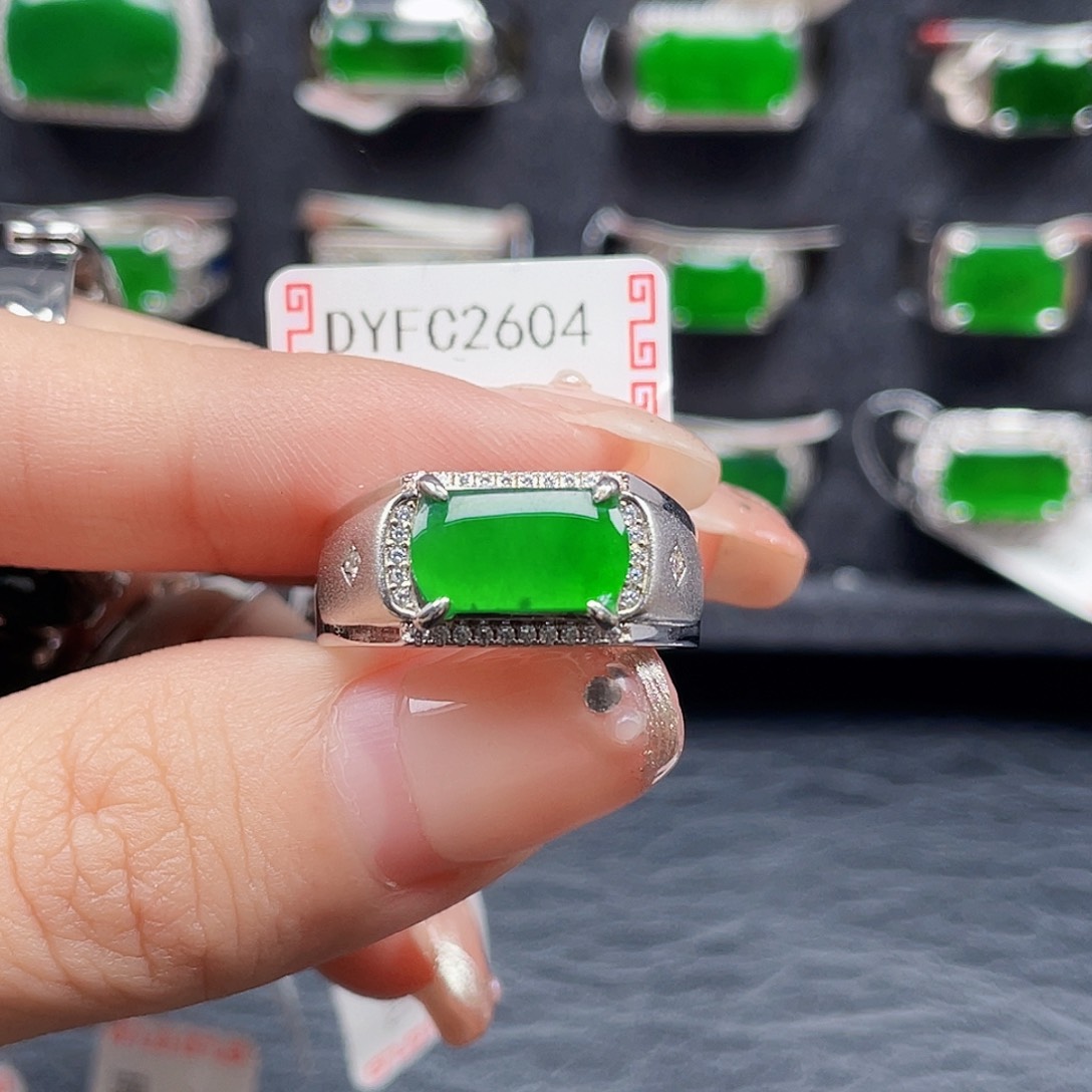 翡翠戒指银S925镶嵌堂*编号2604