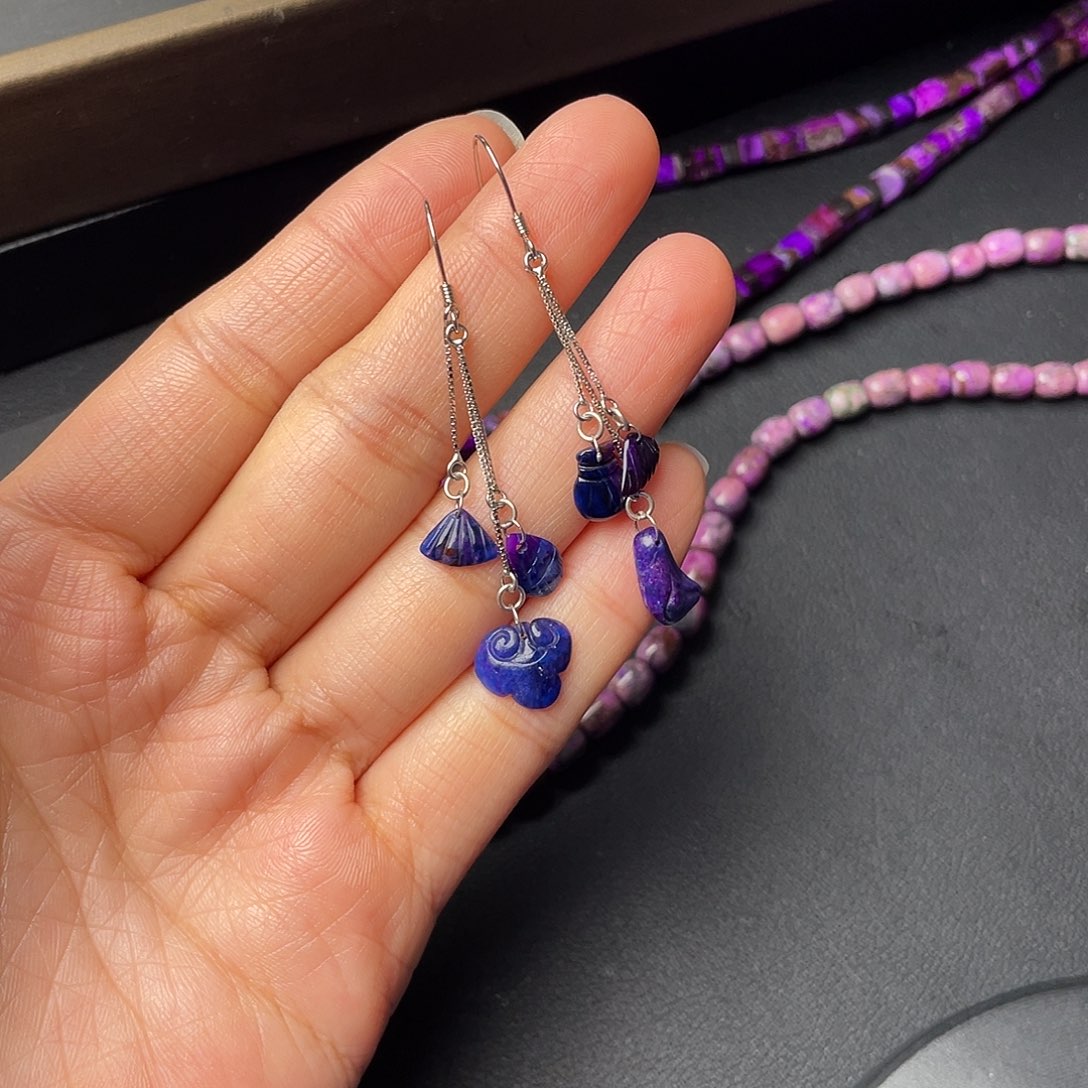 苏纪石（舒俱来）银S925镶嵌耳环