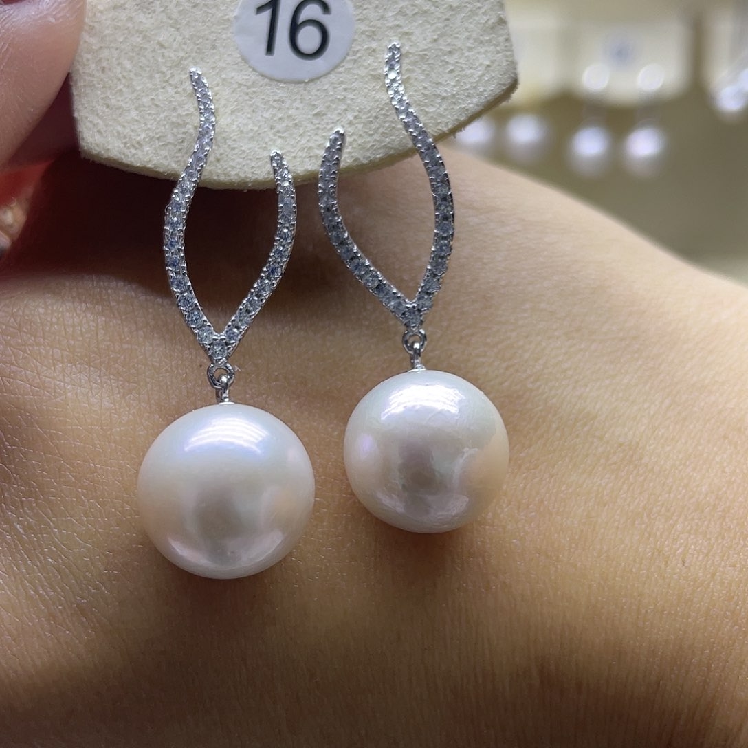 淡水珍珠耳饰银S925镶嵌
