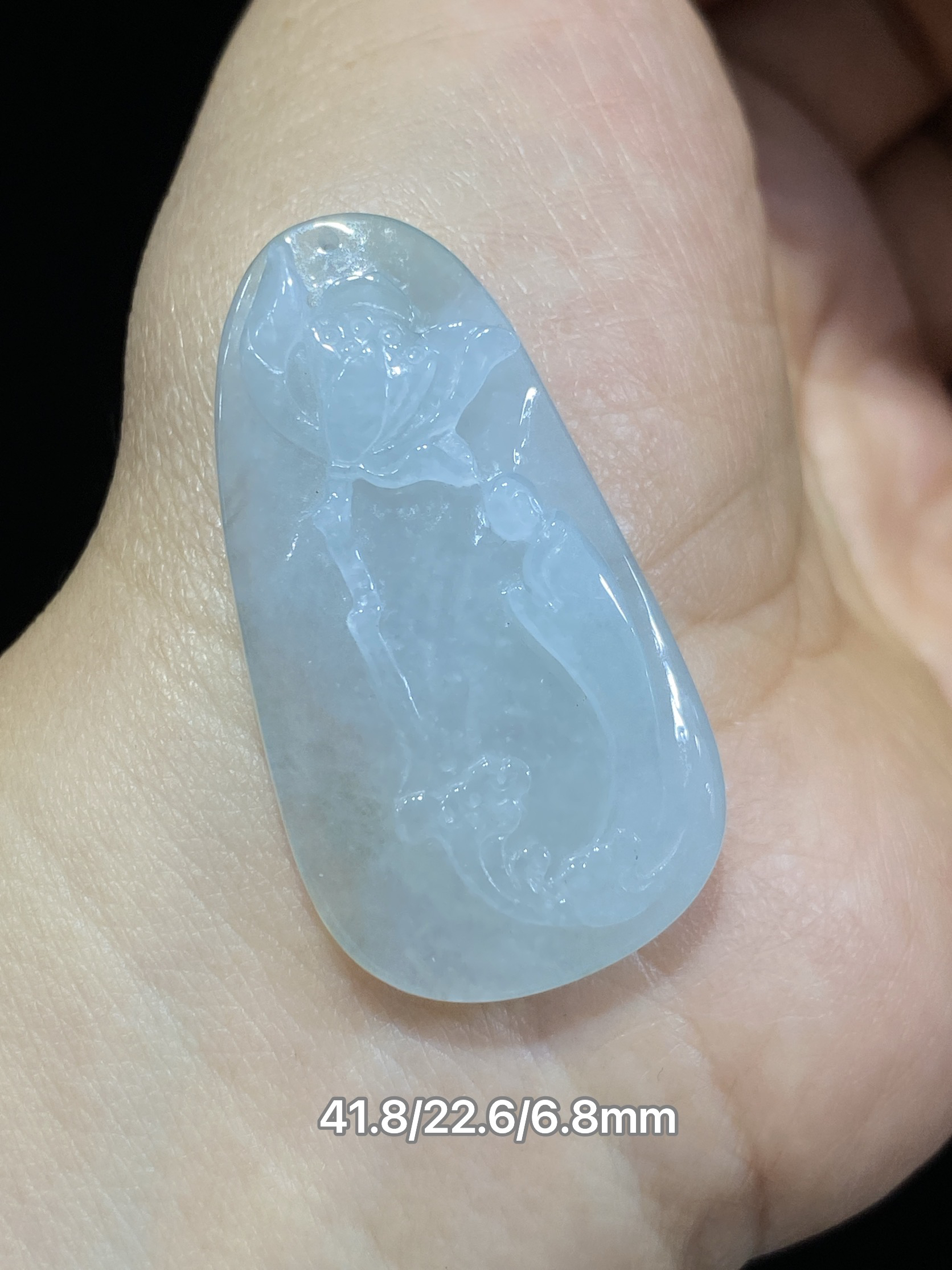 缅甸翡翠A货莲花悟道冰透吊坠挂件天然玉石玉坠无相佛精雕包邮